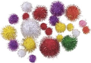 Pompoms 8-20mm set, glitter