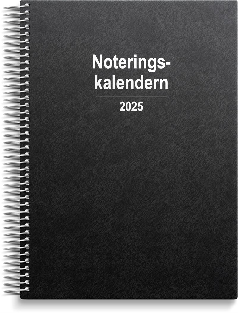 Kalender 2025 Noteringskalendern svart konstläder